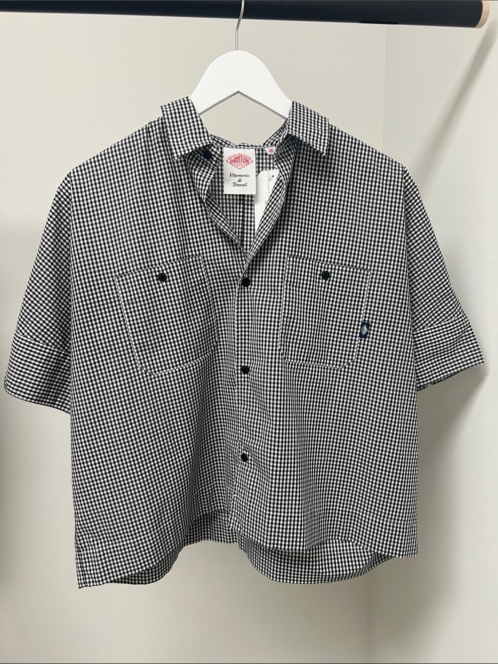 Danton Black & White Gingham Button-Down Shirt